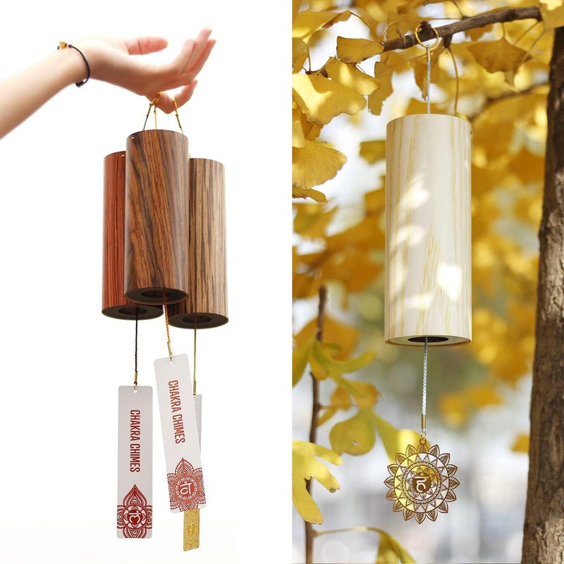 Mowind Chakra Chimes Natural Bamboo Wind Chimes Meditation Chord Windchime Wind Bell for Home Decoration Zen Mindfulness Throat Chakra - Image 1